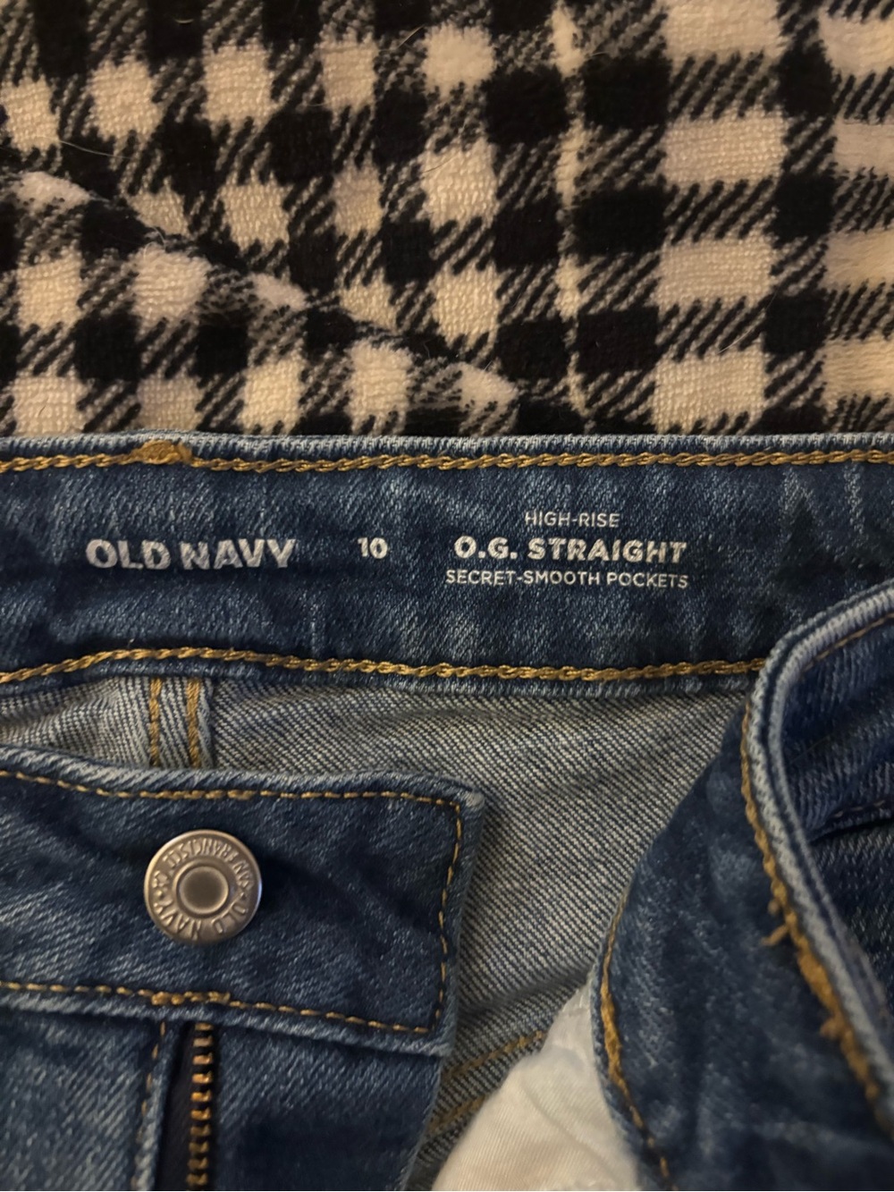 Old Navy Dark Blue High-Rise O.G. Straight Jeans - Picture 2 of 2